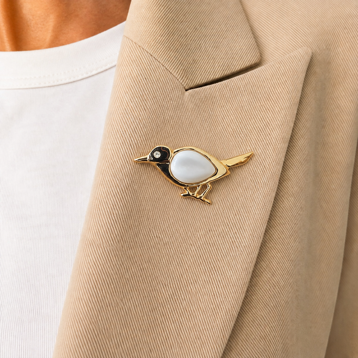 Pearl Songbird Brooch