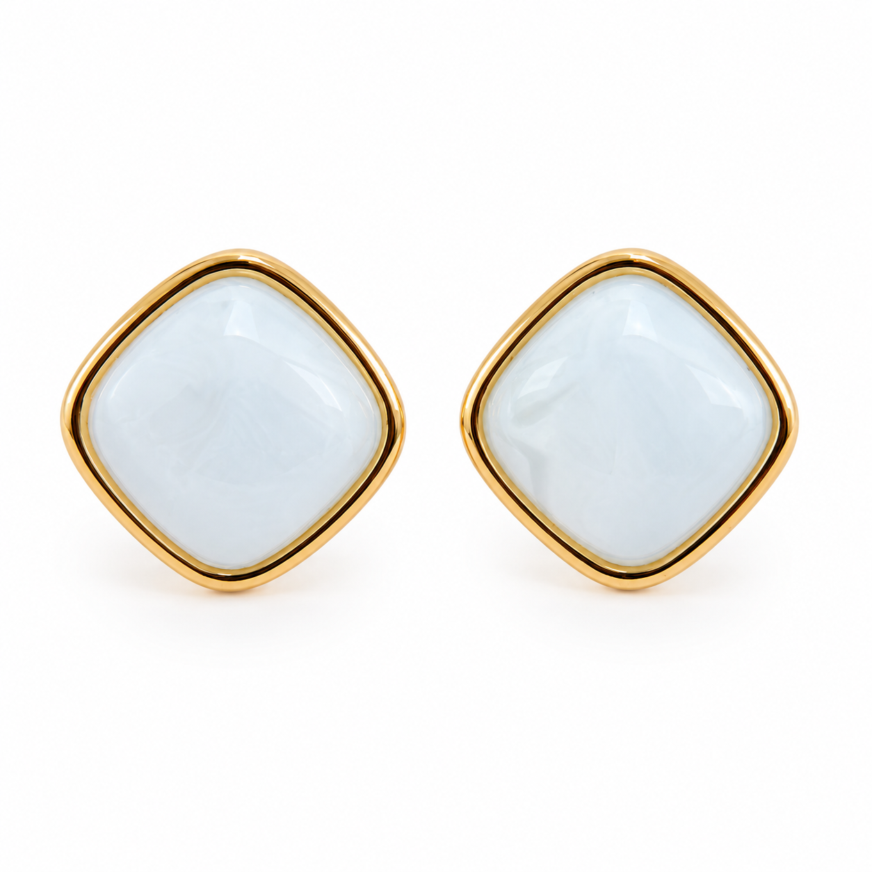 Sky Mist Square Stud Earrings