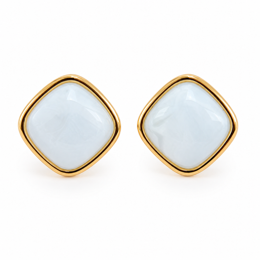 Sky Mist Square Stud Earrings