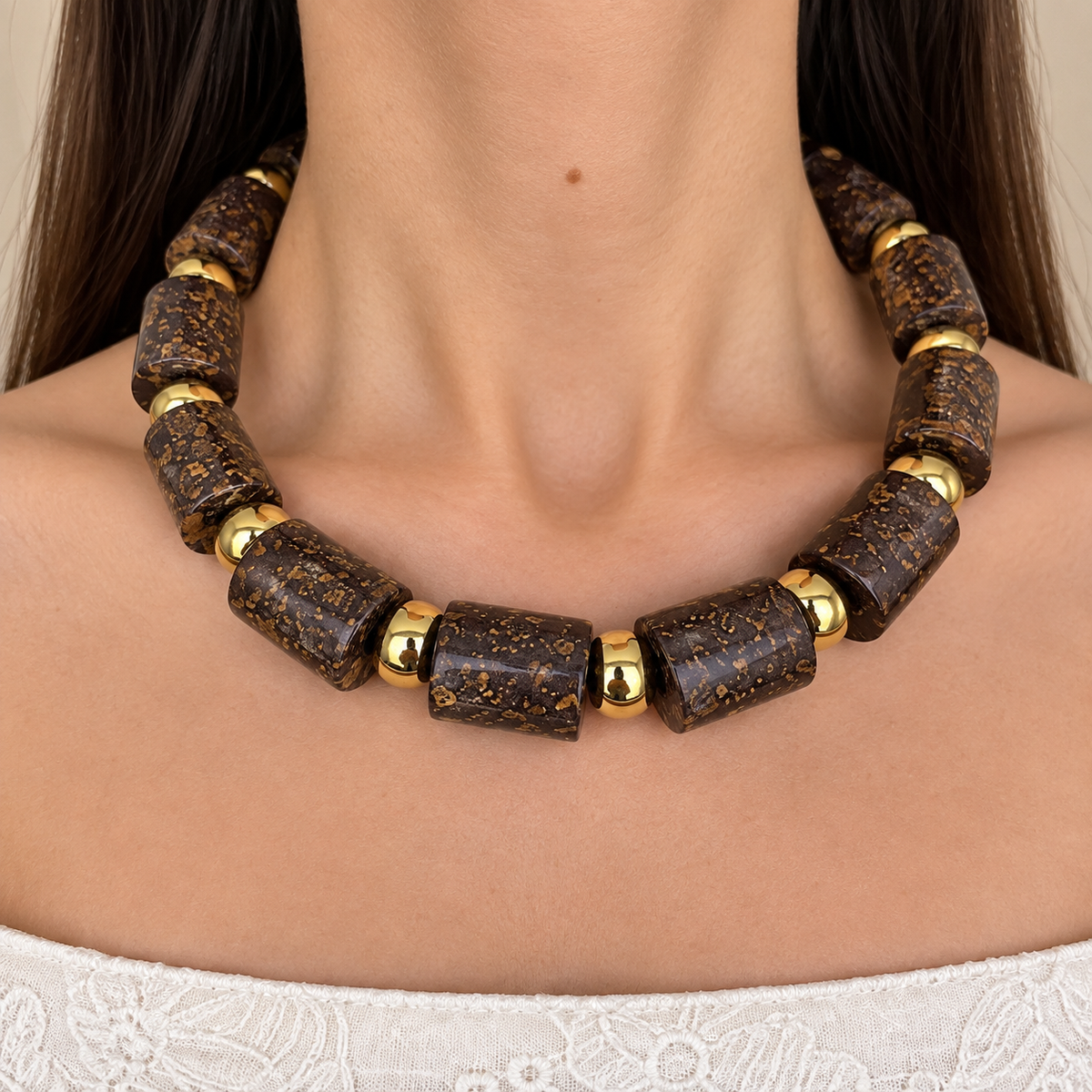 Espresso Stone Statement Necklace