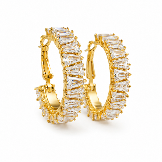 Riviera Baguette Hoop Earrings
