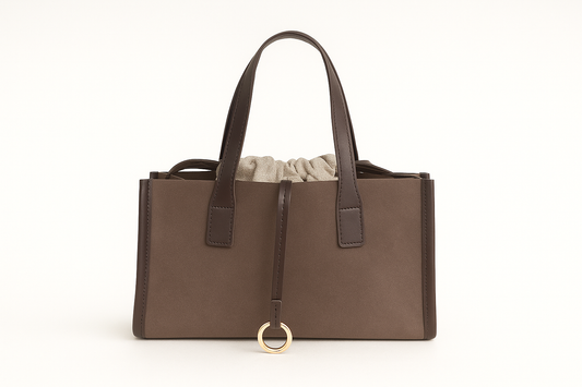Mocha Structured Suede Handbag