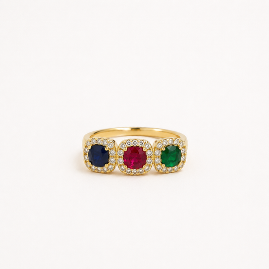 Trio Royale Adjustable Crystal Ring