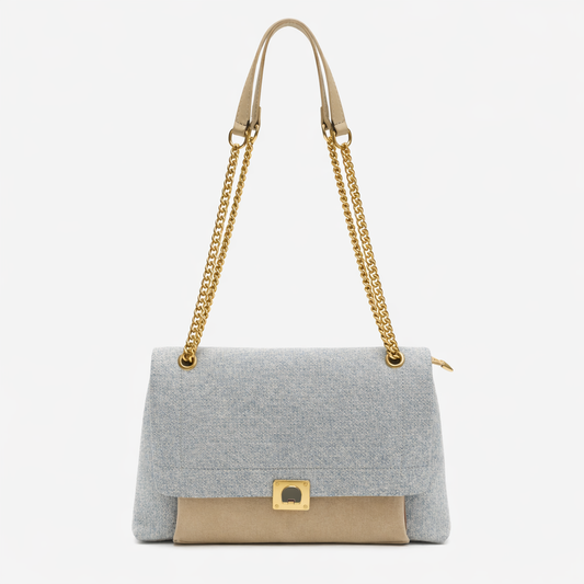Denim Beige Luxe Shoulder Bag