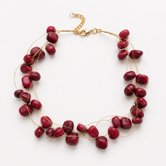Burgundy Stone Statement Necklace