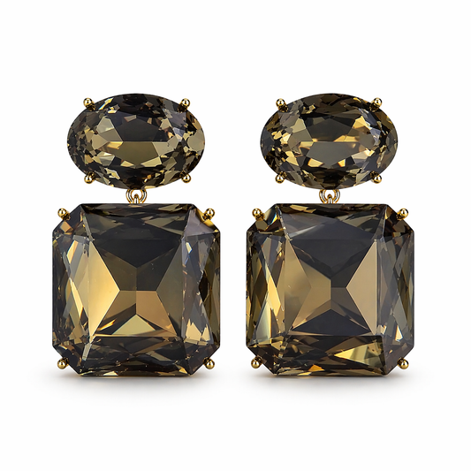 Noir Crystal Square Drop Earrings