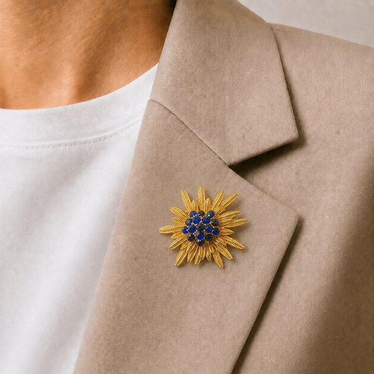 Sapphire Sunburst Brooch