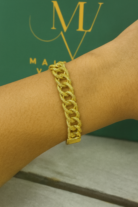 Textured 18K Gold-Plated Cuban Link Bracelet