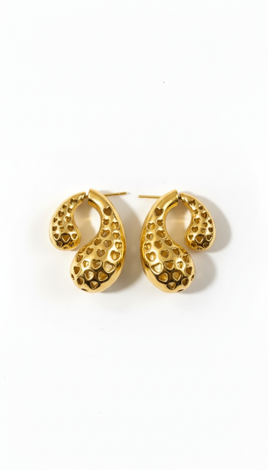 Textured Crescent Stud Earrings