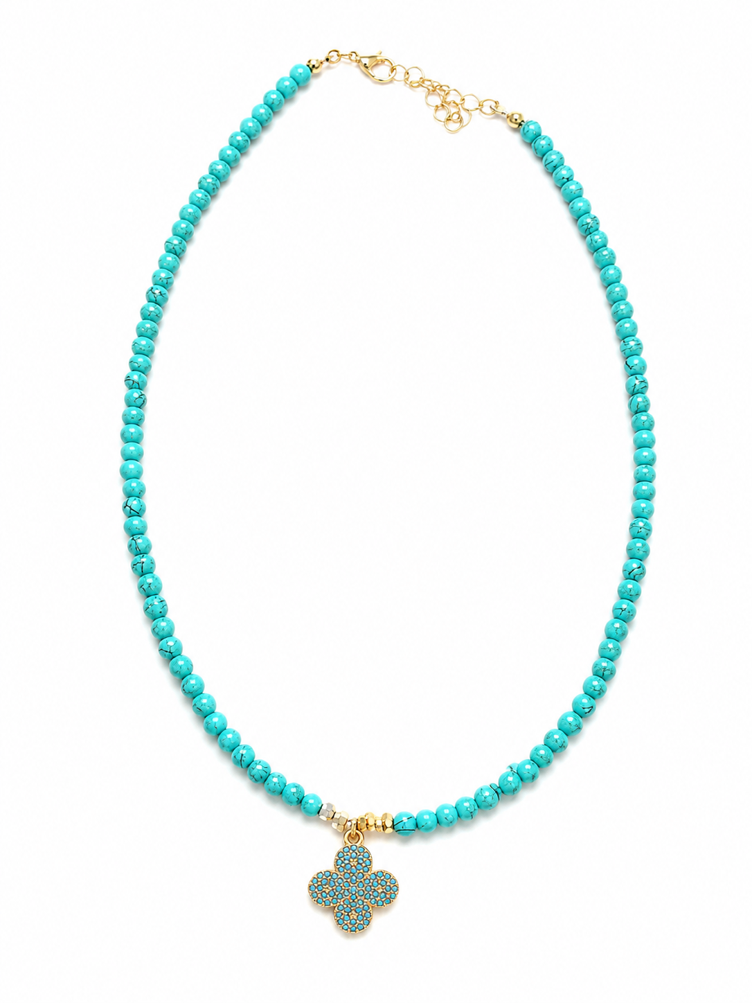 Turquoise Clover Beaded Necklace