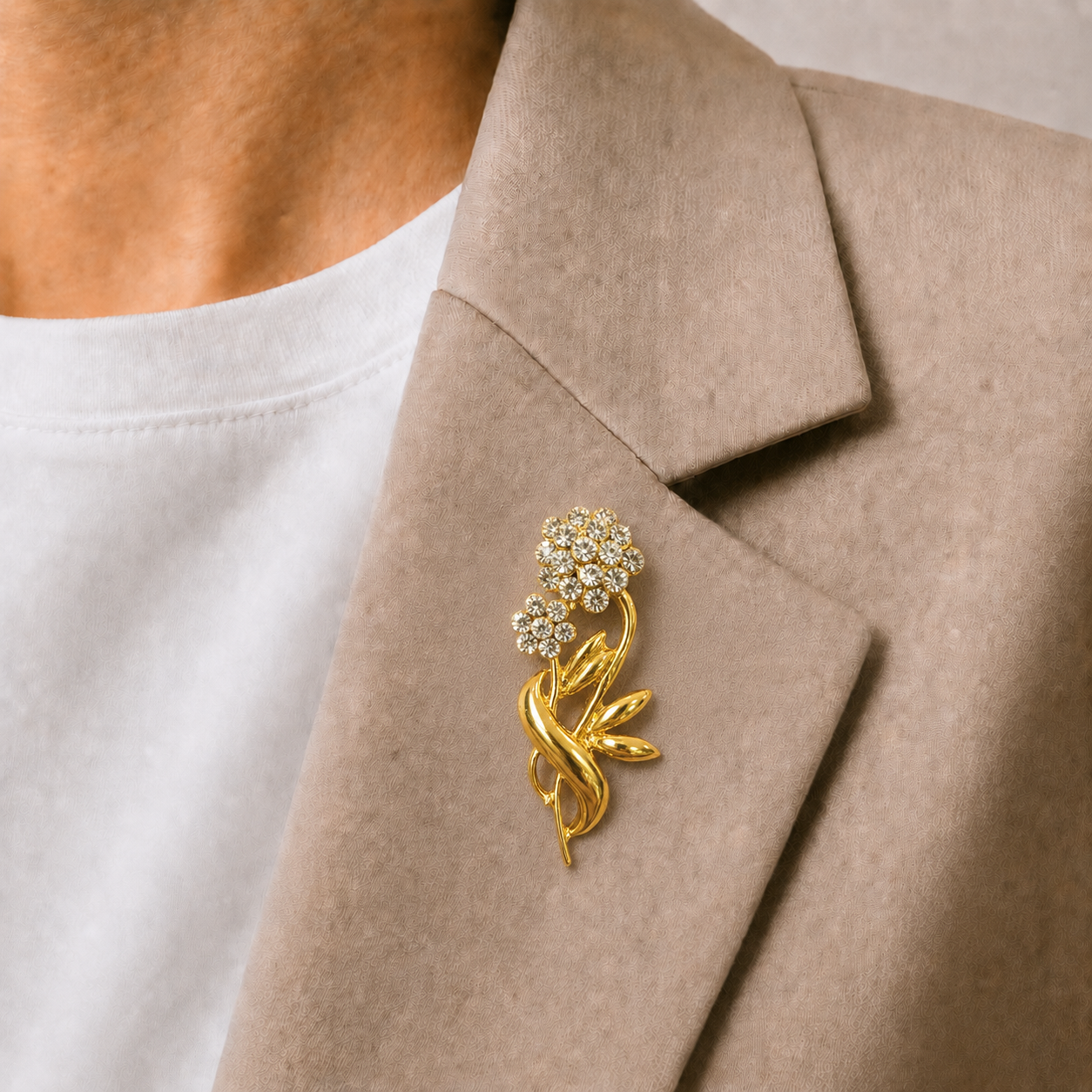 Crystal Bloom Floral Brooch