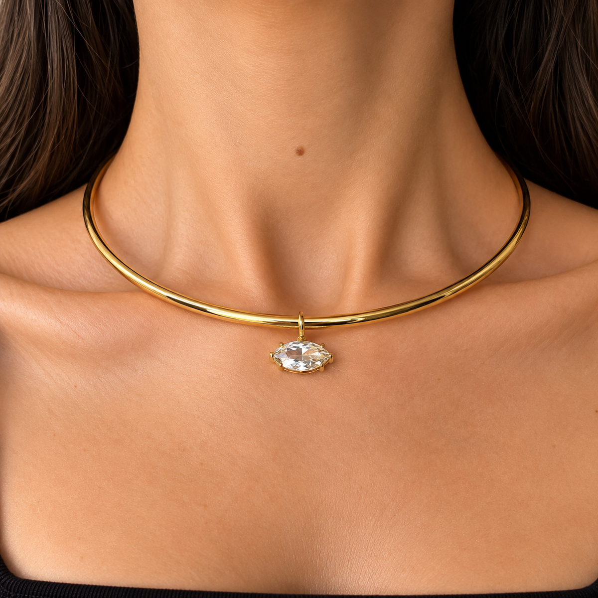 Marquise Crystal Gold Choker