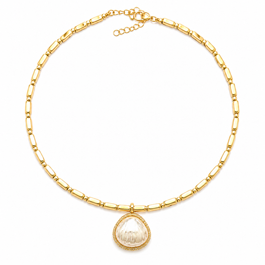 Pearl Glow Teardrop Pendant Necklace