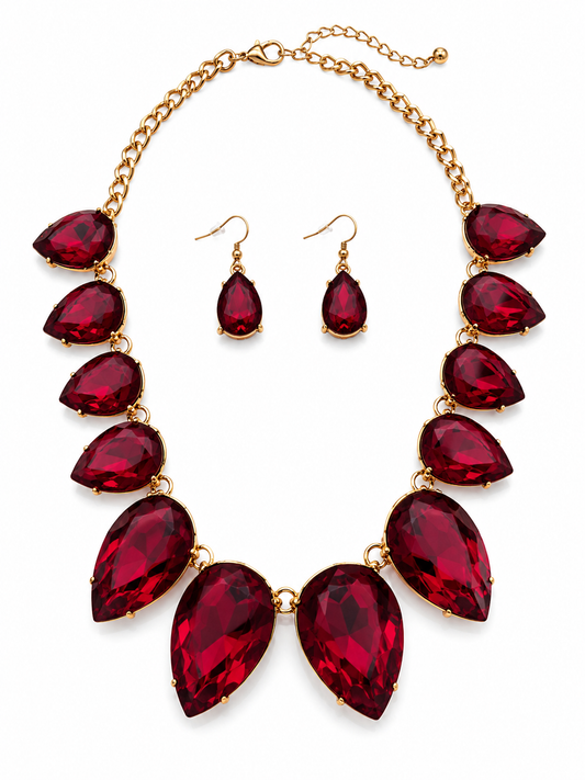 Ruby Royale Statement Necklace Set