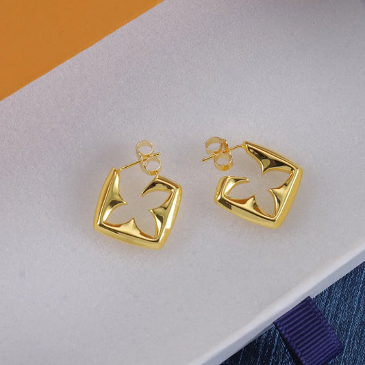 GOLD 4 Leaf Stud Earrings