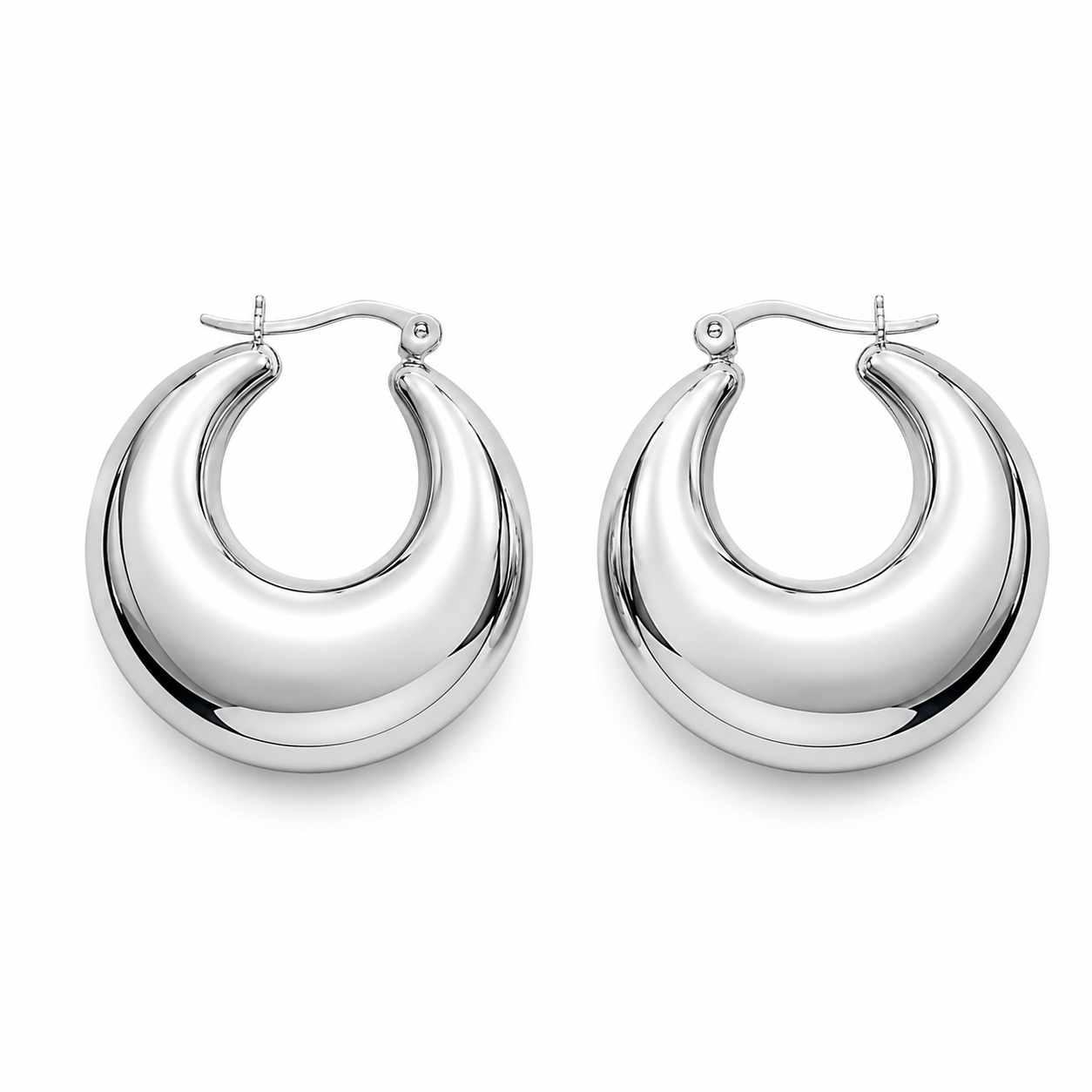 Luna Silver Chunky Hoop Earrings
