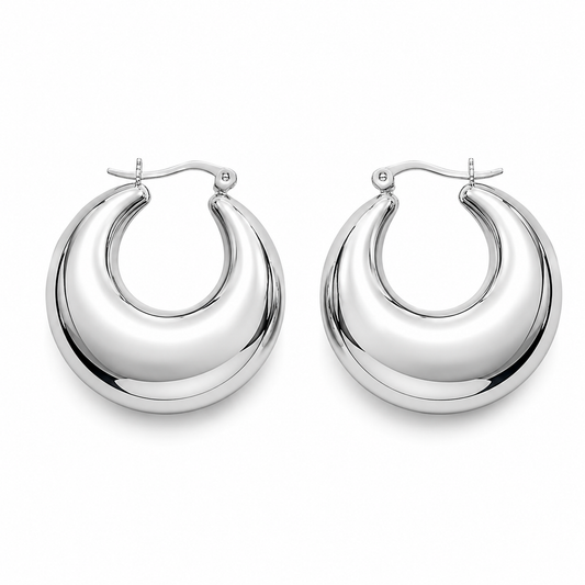 Luna Silver Chunky Hoop Earrings