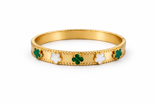 Emerald & Ivory Clover Luxe Bangle