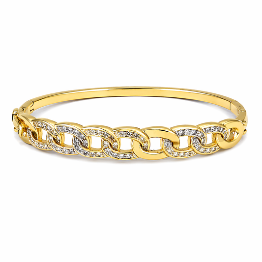 Golden Link Crystal Bangle