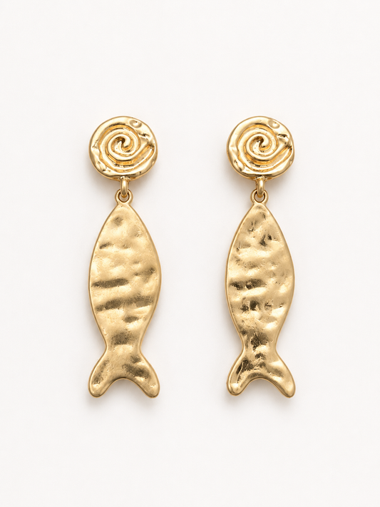 Golden Sardine Statement Earrings