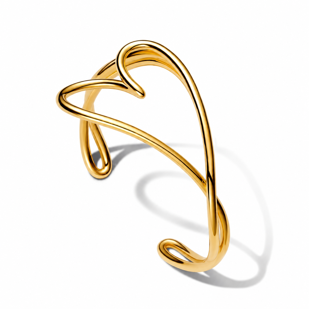 Golden Heartline Cuff Bangle
