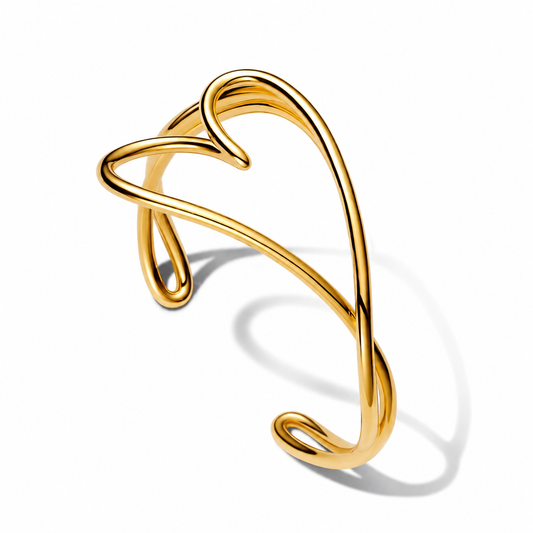 Golden Heartline Cuff Bangle