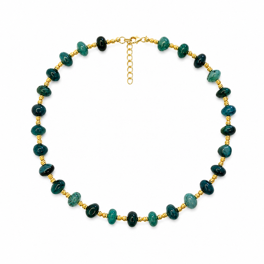 Emerald Pebble Beaded Necklace