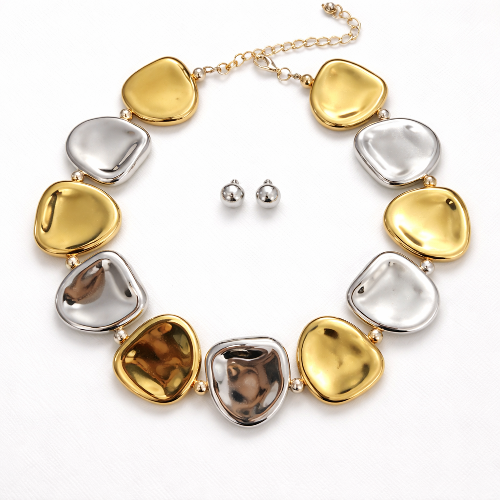 Dual Tone Luxe Statement Necklace Set