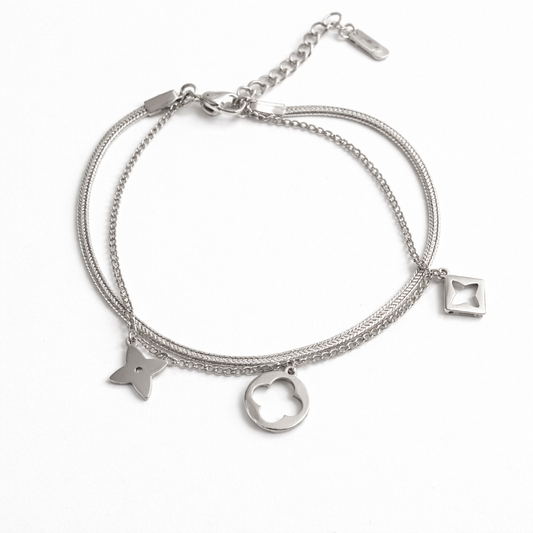 Silver Charm Duo Bracelet