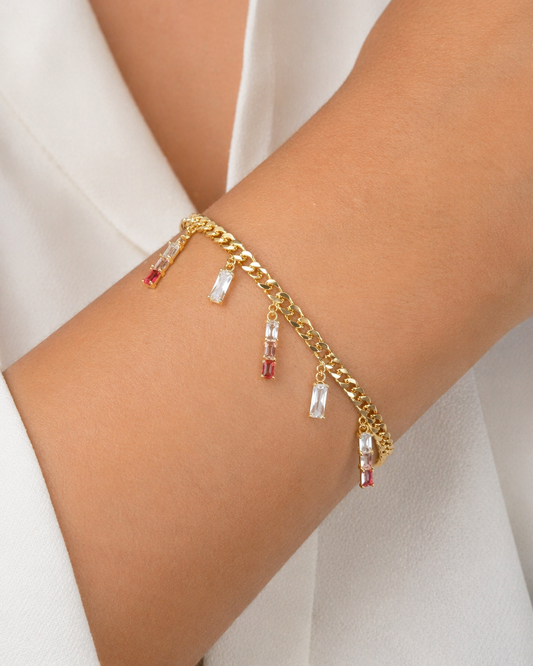 Radiant Drop Charm Gold Bracelet