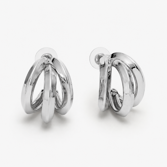 Luna Triple Hoop Earrings – Silver