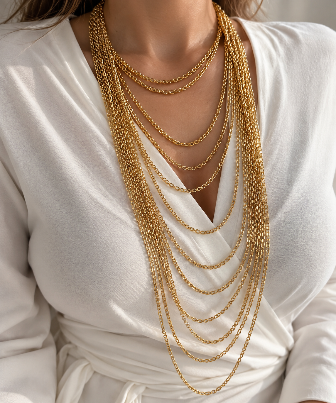 Golden Waterfall Layered Necklace