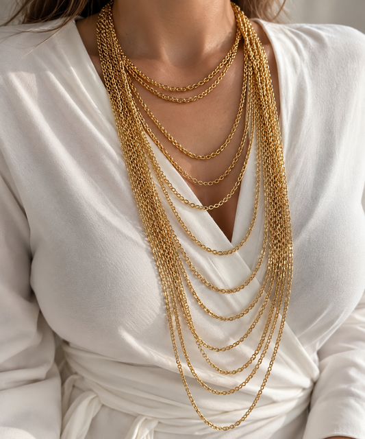 Golden Waterfall Layered Necklace