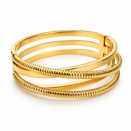 Golden Spiral Luxe Bangle (Multi-Layer Statement)