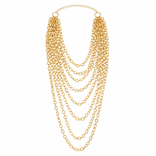 Golden Cascade Multi-Layer Necklace