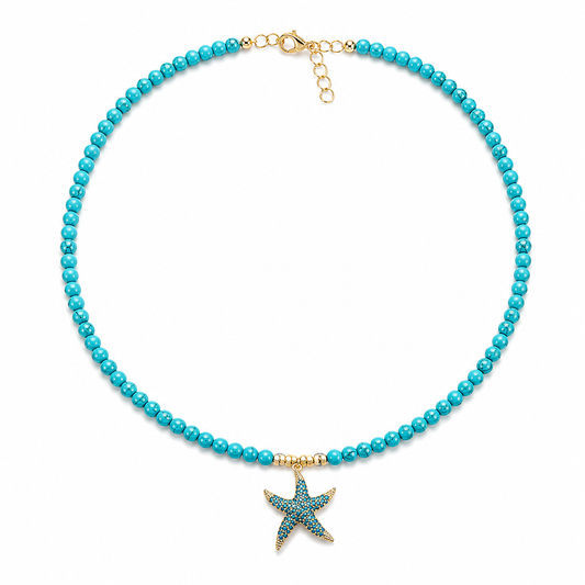 Turquoise Starfish Beaded Necklace