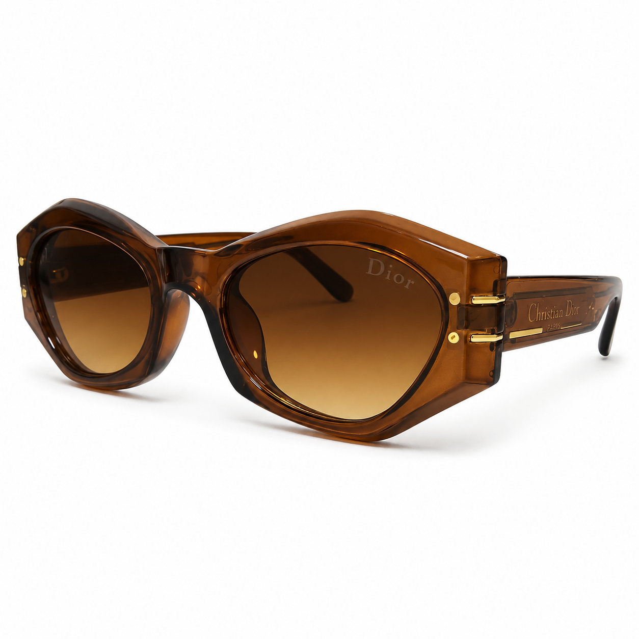 Amber Brown Oversized Geometric Sunglasses