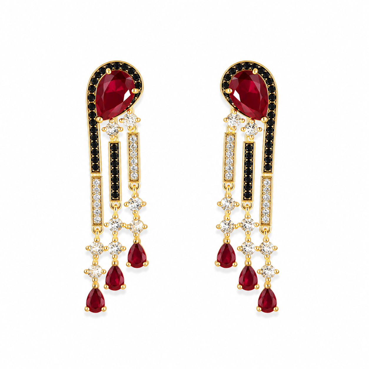 Ruby Noir Cascade Earrings