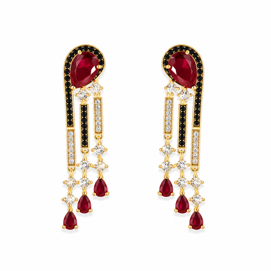 Ruby Noir Cascade Earrings
