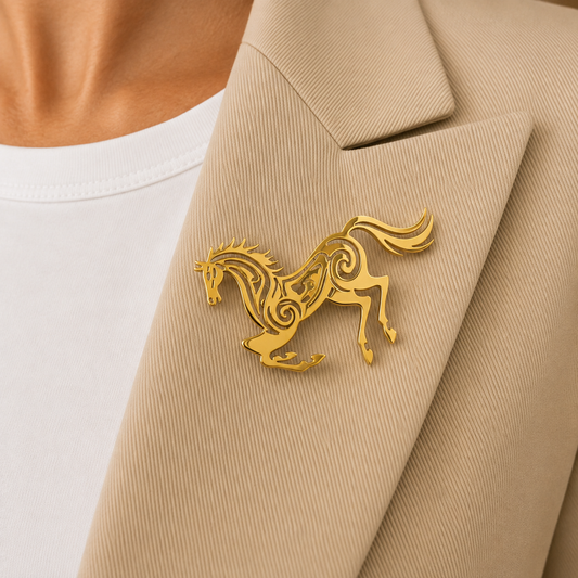 Majestic Horse Brooch – Gold