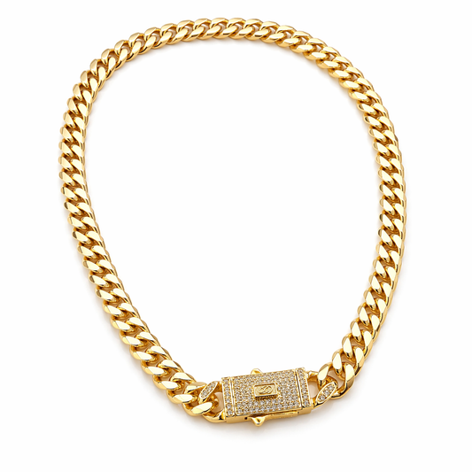 Cuban Link Gold Necklace – Iced Clasp Luxe