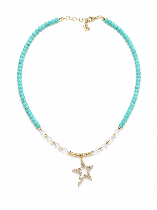 Turquoise Star Crystal Necklace