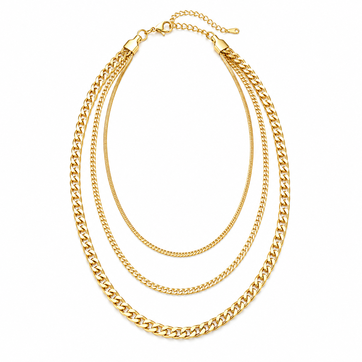 Triple Layer Gold Chain Necklace