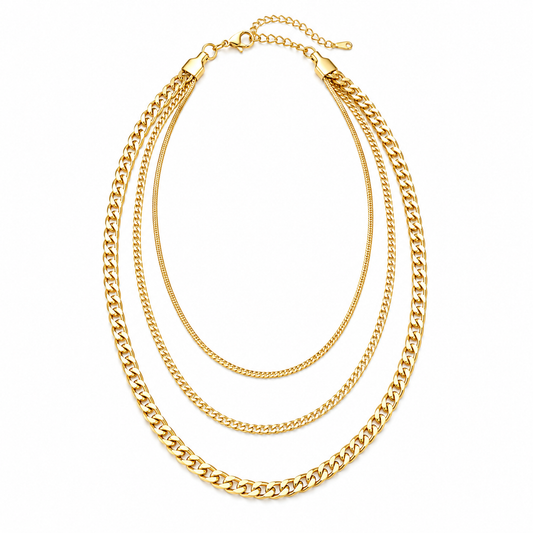 Triple Layer Gold Chain Necklace