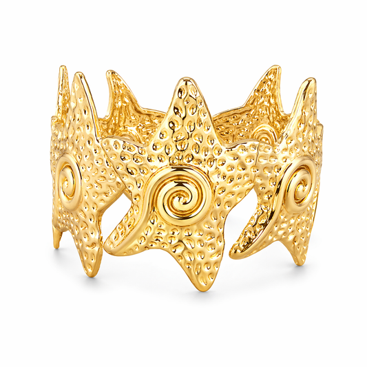 Sculpted Star Gold Cuff