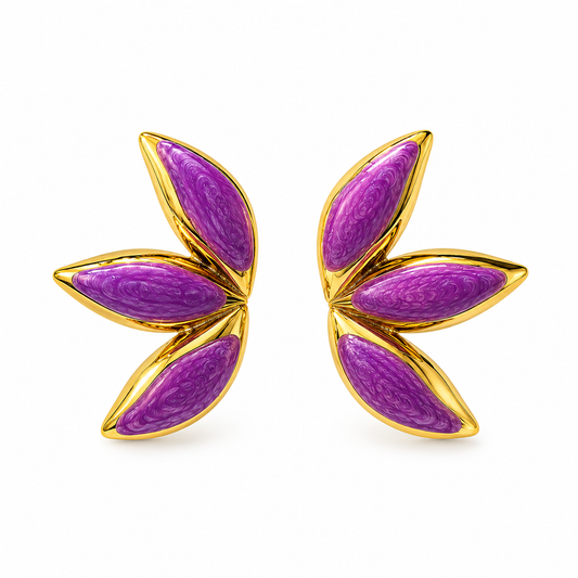 Purple Petal Statement Earrings