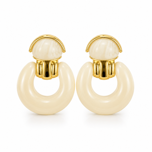 Ivory Hoop Statement Earrings