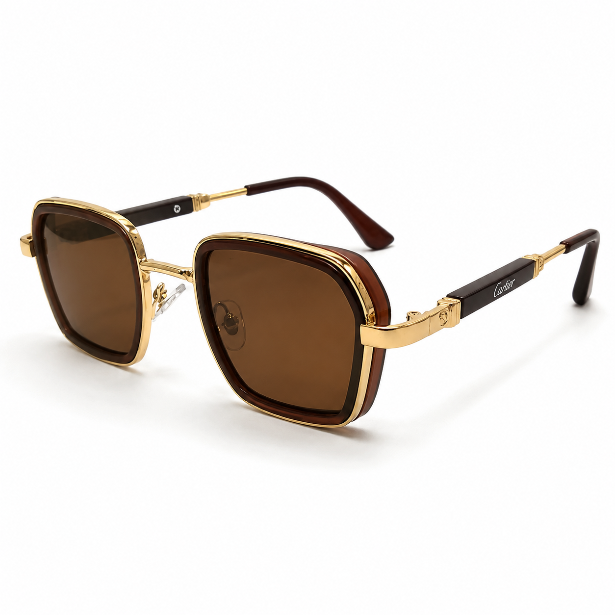 Classic Gold & Brown Square Sunglasses