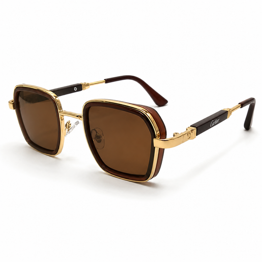 Classic Gold & Brown Square Sunglasses