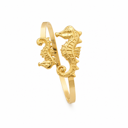 Golden Seahorse Cuff Bracelet